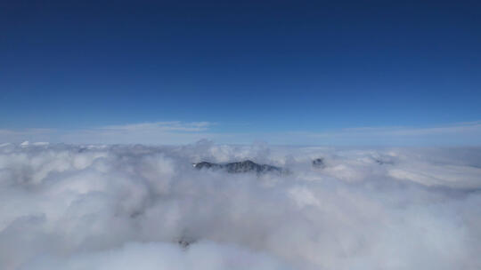 高空航拍云层之上云海山峰自然风光视频素材模板下载