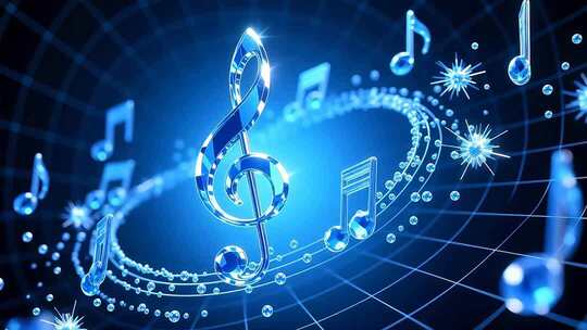 蓝色粒子音符跳动4K