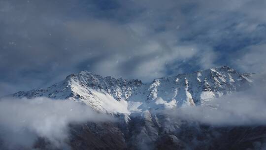 雪山上空的云层和雪景景观视频素材模板下载