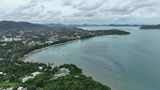航拍东南亚泰国普吉岛拉威海滩夏季城市风光高清在线视频素材下载