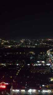 竖版航拍河南商丘城市大景夜景灯光