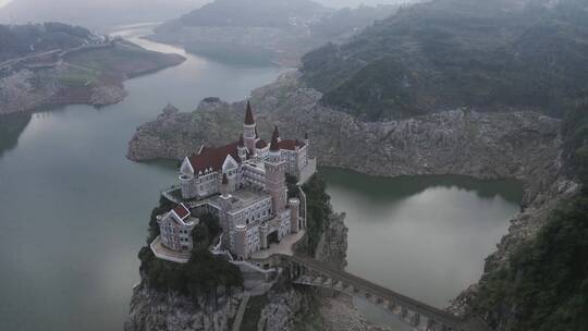 中国贵州省吉龙城堡鸟瞰图