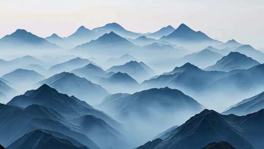 中国风意境云雾山川仙境