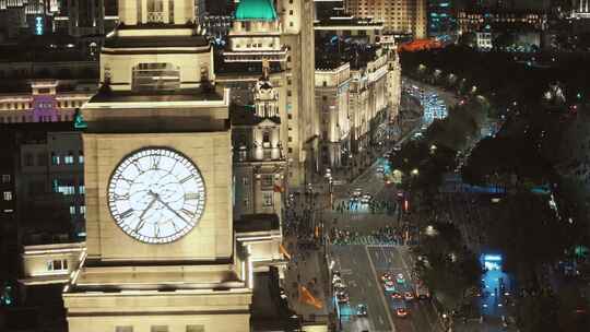 航拍外滩 万国建筑夜景