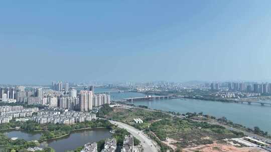 惠州城市风光航拍东江惠城区江北经济中心