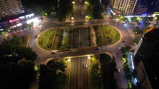 夜间城市交叉路口交通九江长虹立交桥夜景