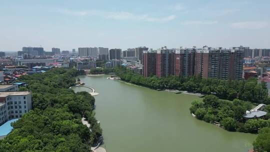 城市风光盖楼建筑风景山川农田种植