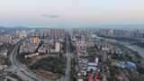 航拍广西百色日落晚霞夕阳高清在线视频素材下载