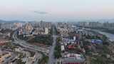 航拍广西百色日落晚霞夕阳高清在线视频素材下载