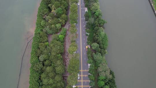 城市滨江公路航拍