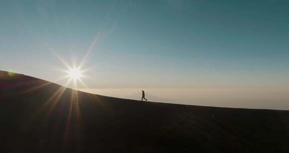 火山，危地马拉，徒步旅行，人