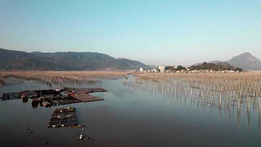 福建霞浦海岛海边滩涂日落晚霞自然风光