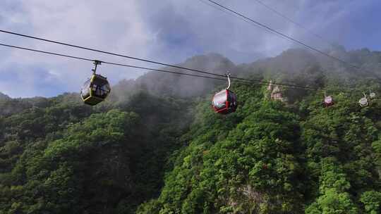 旅游景区上山索道繁忙运营