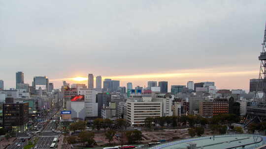 日落时的名古屋市景