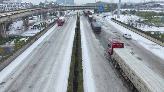 冰雪灾害航拍素材