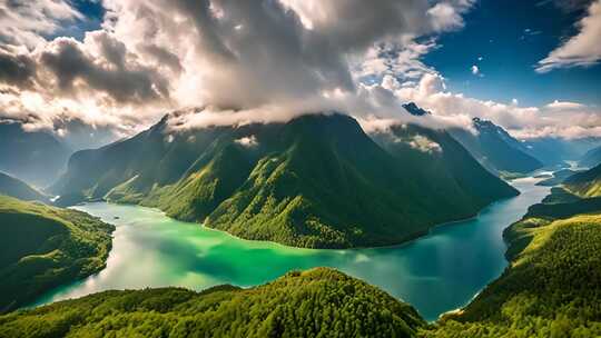 山川湖泊自然风光全景