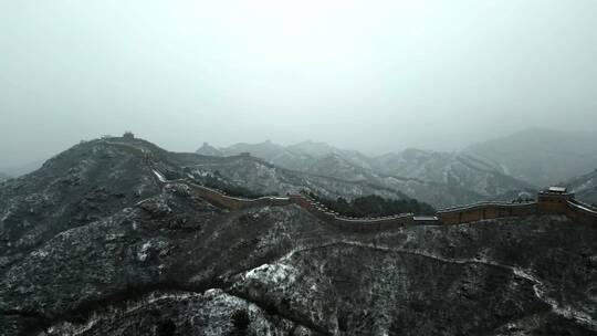 河北承德金山岭长城航拍雪景