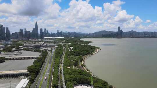 深圳湾后海红树林地标建筑视频素材模板下载