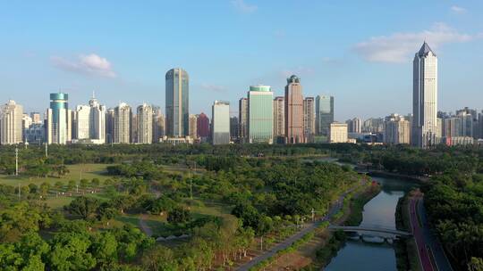 4K航拍海南省海口市万绿园城市空镜