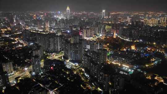 浙江温州市鹿城区夜景航拍延时夜晚城市风景