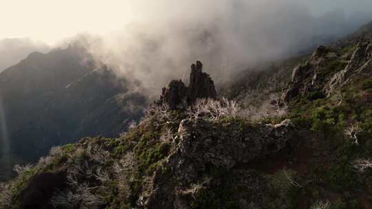 山脉，马德拉，雾，岩石