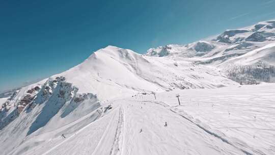 山，雪，冬天，无人机