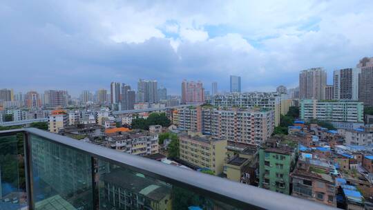 广州城市建筑蓝天白云延时风景