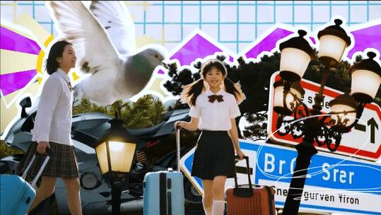 旅行活动撕纸拼贴风复古清新动画高清AE视频素材下载