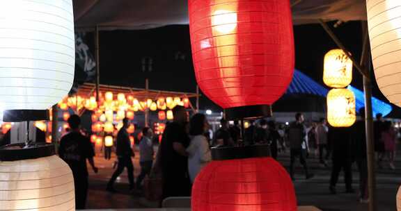 端午灯笼特写 苏州狮山集市夜景