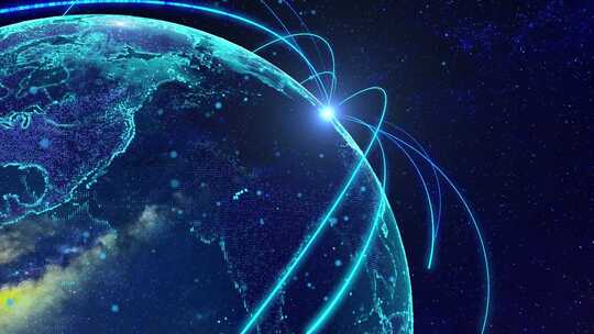 地球互联网科技光线辐射覆盖全球