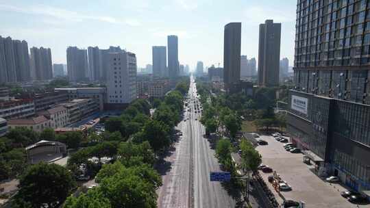 河南平顶山建设路城市大道航拍