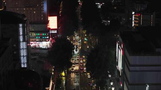 城市车流交通夜景航拍