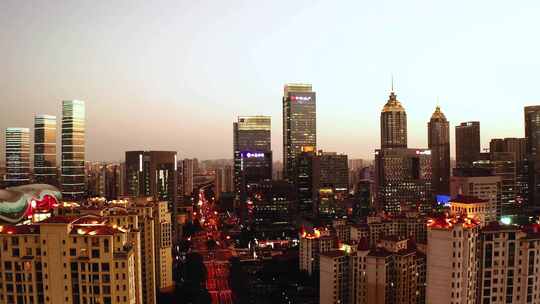 苏州工业园区东方之门城市建筑夜景航拍4k