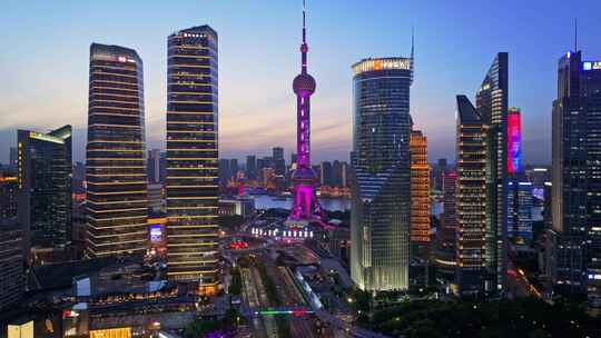 航拍上海陆家嘴金融城现代都市摩天大楼视频素材模板下载