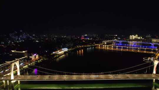 航拍广西柳州红光大桥夜景