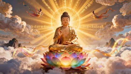 佛像云端坐莲花特效素材
