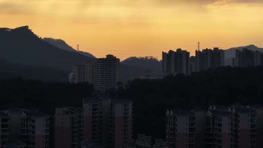 惠州惠城区傍晚夕阳航拍