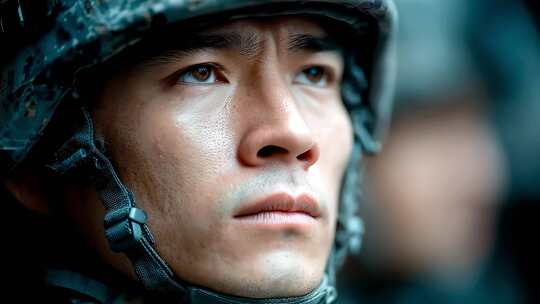 坚毅士兵目光如炬守护家园