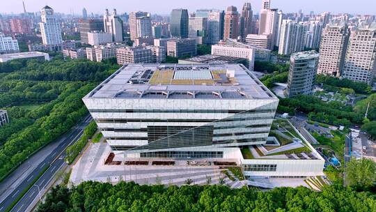 上海图书馆东馆航拍空镜