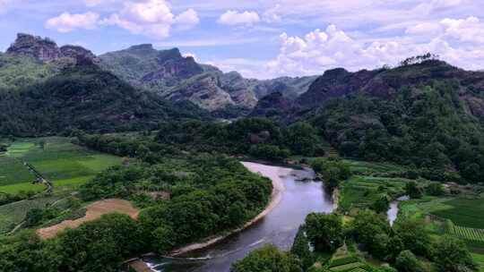 航拍武夷山美丽风景 山川河流 延时视频