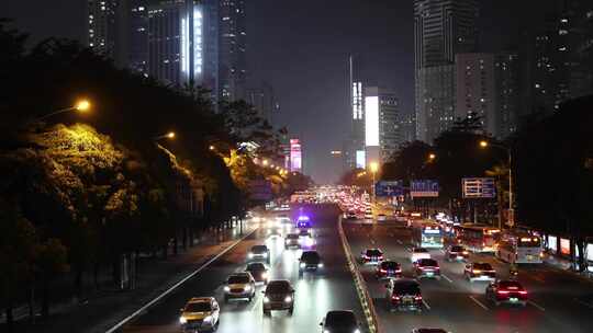 城市夜景街道车流画面