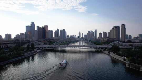 天津海河风景城市建筑风光航拍