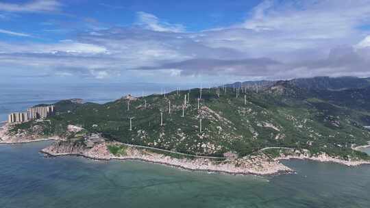 海上海岛风力发电环保能源航拍