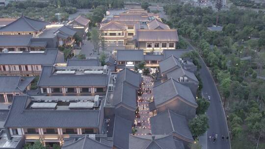 洛阳龙门龙门石窟伊河古街古建筑航拍