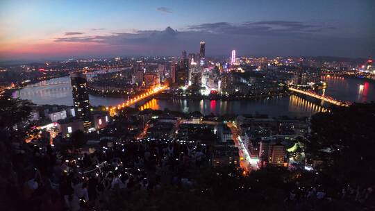 广西柳州城市夜景航拍