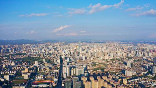 昆明高新科技广场楼顶航拍昆明城市全景