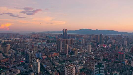 昆明市中心夜景航拍