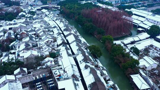 寂静的雪后古镇视频素材模板下载