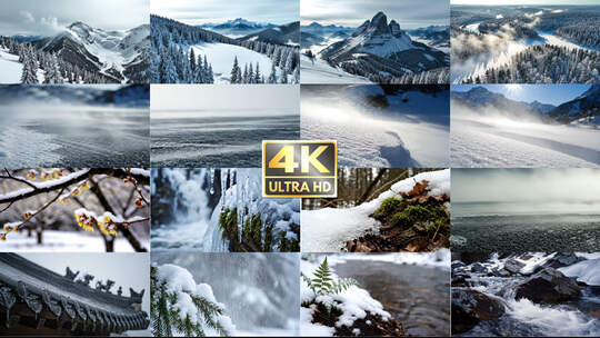 冬天冬至大雪暴风雪冰雪消融