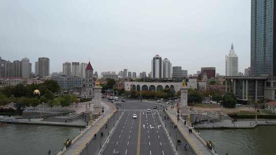 天津海河风景北安桥城市风光航拍